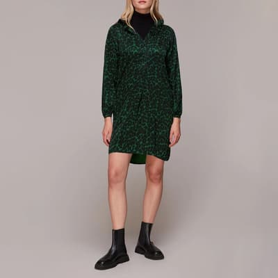 Green Smudge Animal Frill Dress