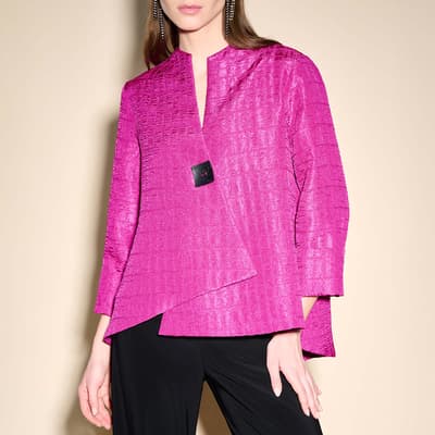 Pink Asymmetric Textured Blazer