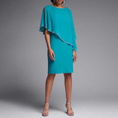 Turquoise Frill Midi Dress